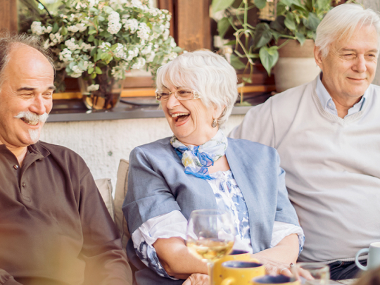 three seniors enjoying each others company
