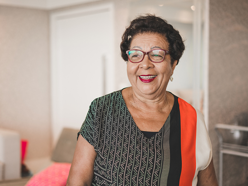 Portrait of senior woman in the living room