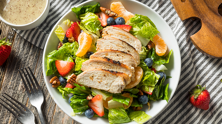 Healthy Homemade Strawberry Poppyseed Salad with Chicken