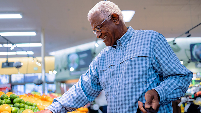 Man shopping at the grocery