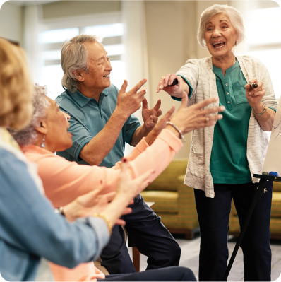 Atria residents playing a game together