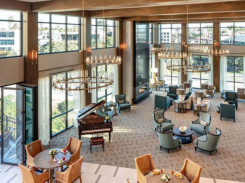 Living room area at Atria Newport Beach