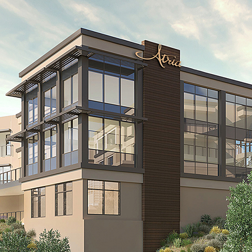 Exterior render of Atria Newport Beach Senior Living